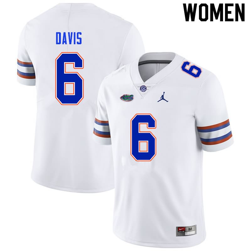 NCAA Florida Gators Shawn Davis Women's #6 Nike White Stitched Authentic College Football Jersey RBA4264KH